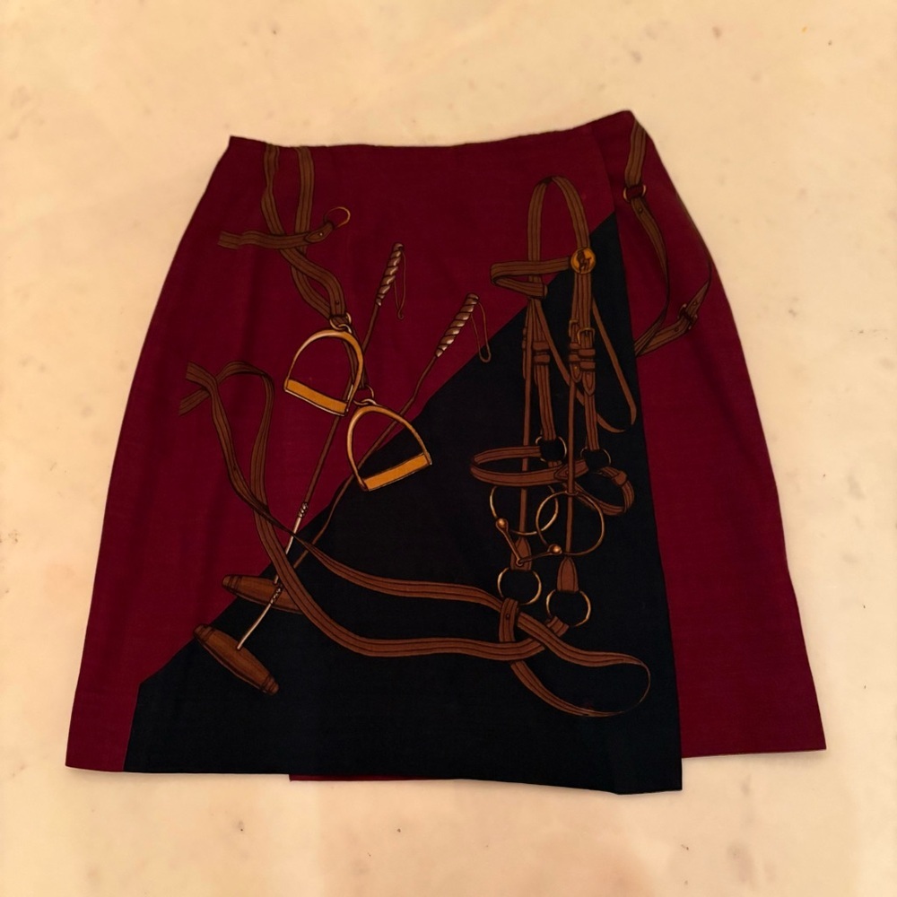 Ralph Lauren Vintage 80s Equestrian Mini Skirt Horse Bit Stirrup Wool Wrap Short - Picture 3 of 16